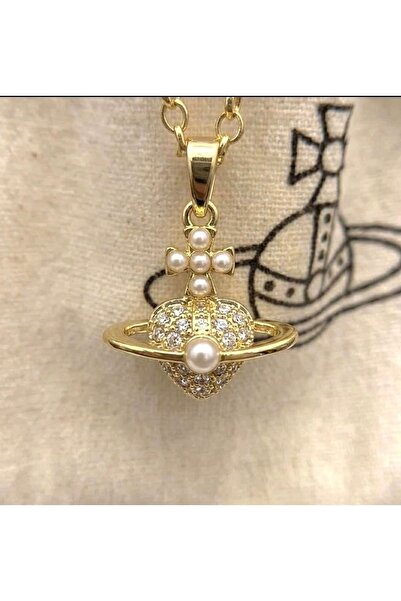Heda Jewelry İncili Orbital Kolye - Çelik Satürn Nana Osaki İlhamlı Kolye