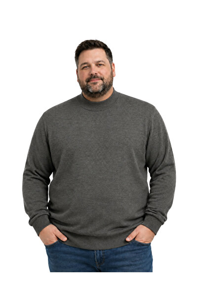 BattalModa سترة تريكو نصفية للرجال مقاس كبير بلون المنك الداكن 3XL-4XL-5XL-6XL
