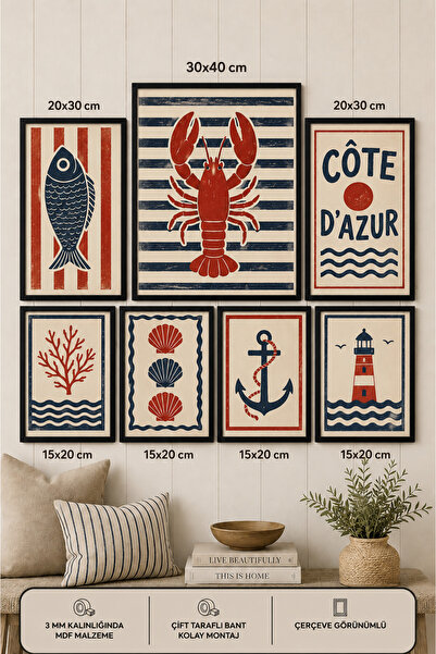 UNT 7-Piece Frame-Looking Modern Painting Set |   Sea Themed |   Living Room,...