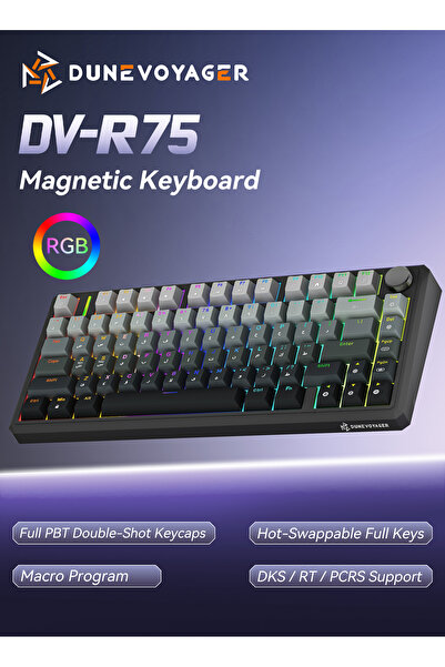 DuneVoyager R75 Wired Magnetic Gaming Keyboard for FPS/MOBA, Rapid Trigger, S...