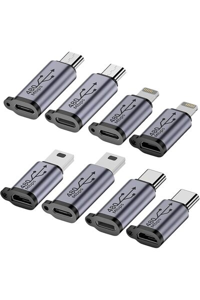 X SPRING USB C to Micro USB Adapter, 8 Pack Multi-Interface Connector Set wit...
