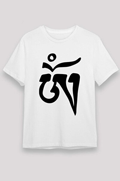 Darkhane Om Printed Unisex White T-Shirt - Tshirt
