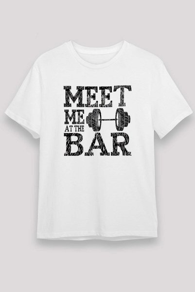 Darkhane Barbell Printed Unisex White T-Shirt - Tshirt