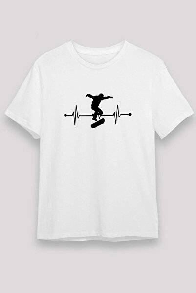 Darkhane Skateboard Printed Unisex White T-Shirt - Tshirt