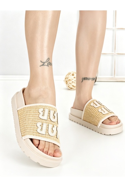 Gowin Women's Slipper with beige low sole made of textile and eco- Leather Mi...