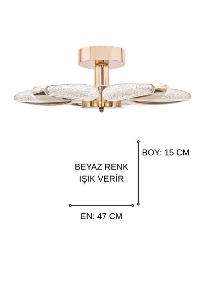 Fer Avize Defne Gold Kaplama Modern Tasarım Enerji Tasarruflu Kristal Görünümlü 6'lı Led Avize (BEYAZ IŞIK) Salon Giyinme Odası Mutfak Yatak Odası