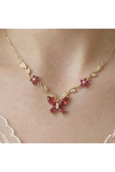 Heda Jewelry قلادة حلم الفراشة - قلادة بتصميم فراشة من الفولاذ