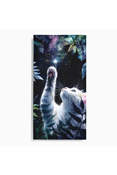 Luxcanva Tablou Canvas Micul Visător 60x120 cm pe Sasiu Lemn Pisica Stea Natura