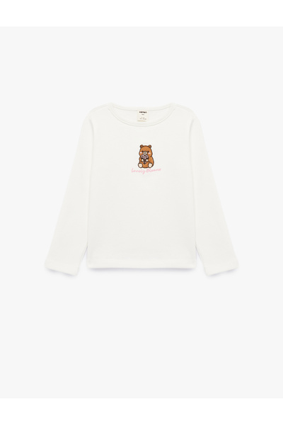 Koton Printed Cotton Crew Neck Long Sleeve Camisole T-Shirt