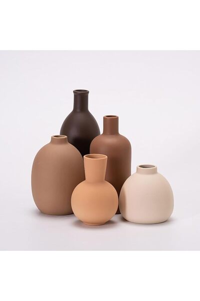 Paporich 5 Set of Small Ceramic Vases - Handmade Pottery Home Decor for Livin...