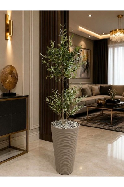 Yades Yapay Zeytin Ağacı 175 cm- bej-vizon Saksılı- ev-ofis-salon-Büyük Yapay...