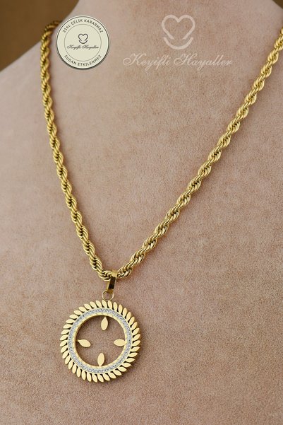 Keyifli Hayaller Steel Necklace - Quarter Wearable Hollow Twist Chain 316L Steel Necklace Does Not Tarnish or Fade 40+5cm