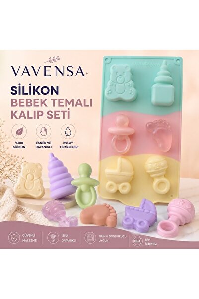 VAVENSA Bebek Temalı Silikon Kek Kalıbı Ayıcık Biberon Emzik Bebek Arabası Çi...