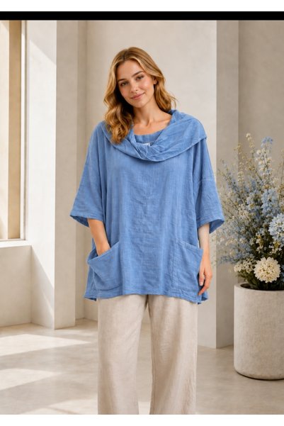 MARWARİ OTANTİK BUTİK 100% Cotton Fabric Capri Sleeve Double Pocket Flared Wo...