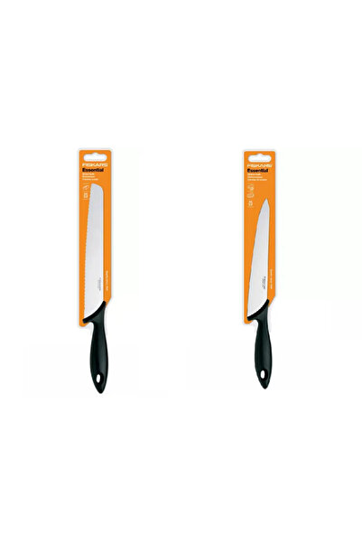 FiSKARS Set de 2 cuțite mari Essential, din oțel inoxidabil/plastic, Negru/Ar...