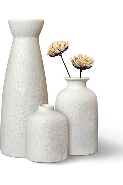 Chielor Ceramic Vase Set, Set of 3 Decorative Flower Vases for Modern Home De...