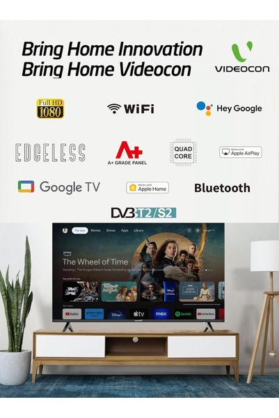 Videocon 43 Inch Edgeless Full HD Smart Google TV | Hey Google Voice Remote | Bluetooth | Chromecast Built-in | Quad Core Processor | Latest Google Edition - E43ELGT1100