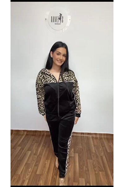 Sienna Fashion Compleu de catifea leopard