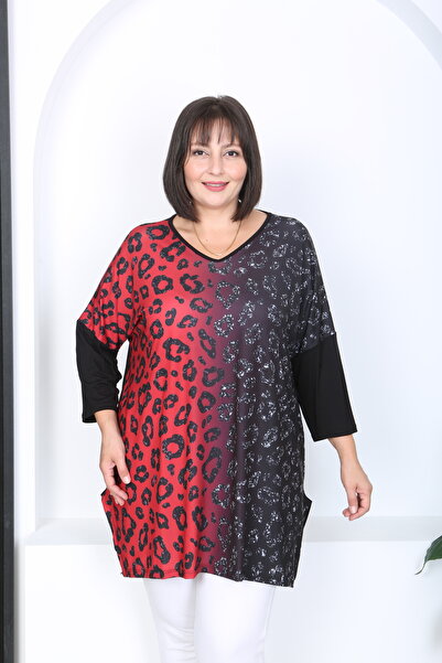 XL Modam Women's Lycra Viscose V-Neck Plus Size Tunic