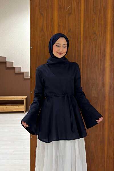 fayaboutique.com Lacivert Keten Milen Tunik