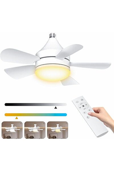 NALACAL Socket Fan Light with Remote, Screw-in Ceiling Fan with Dimmable LED ...