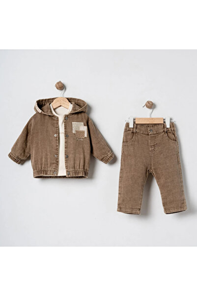 DIDuStore Mymi̇o Men's 6-24 Months Cardigan Embroidered 3-Piece Set