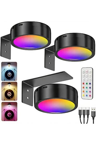 GENERAL 3 Pack Rechargeable LED Picture Wall Lamp, 13 Color RGB Under Cabinet...
