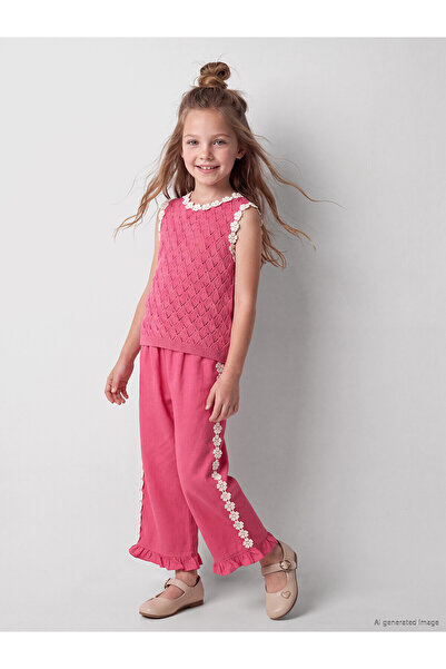 LC Waikiki Lcw Kids Pink Floral Girls' Knitwear Set