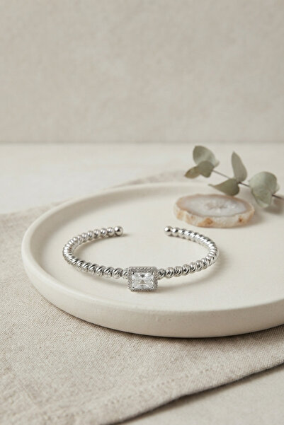 Skygo Silver Color Dorika Model Square Zircon Stone Women's Bracelet Tj-Bb8859