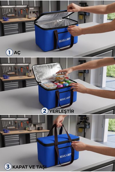 MAKAMP 40 L Thermal Camping and Picnic Food Carrying Bag Cooler Ice Bag Blue