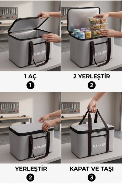 MAKAMP 40 L Thermal Camping and Picnic Food Carrying Bag Cooler Ice Bag Gray