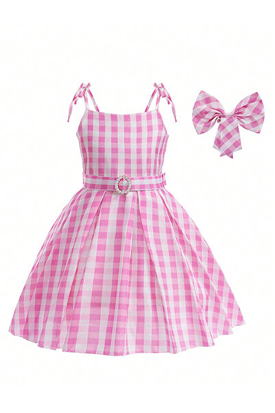 Take Two By Styli Pink Gingham A-Line Knee-Length Dress
