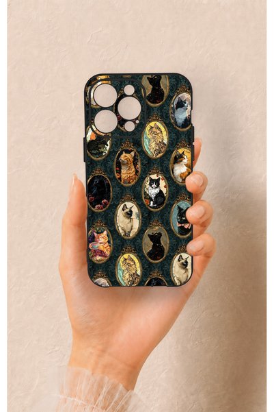 Vip Case حافظة من السيليكون بنمط صور القطط العتيقة المتوافقة مع هاتف iPhone 1...