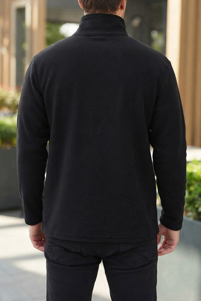 Slazenger 4015 Men's Fleece Sweatshirt Turtleneck Zippered Regular Fit Black