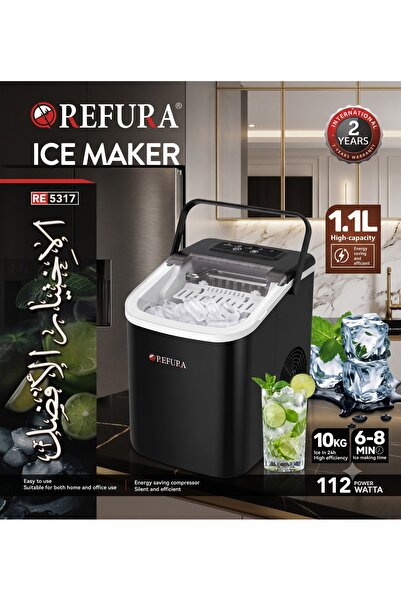 REFURA RE-5317 Countertop Ice Maker – 10kg/24h Capacity, Silent and Energy-Sa...