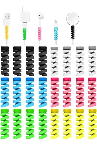 KASTWAVE 24 Pieces Charger Cable Saver, Silicone Flexible Wire Protector, Dat...