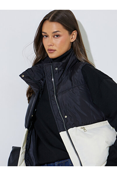 Styli Color Block Pocket Details Zip-Up Puffer Vest