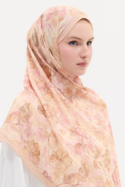 cs camellia scarf Șal cu model acuarelă - Somon