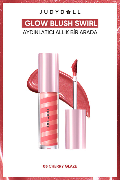 JUDYDOLL Glow Blush Swirl 03 Cherry Glaze | Aydınlatıcı ve Likit Allık Bir Arada