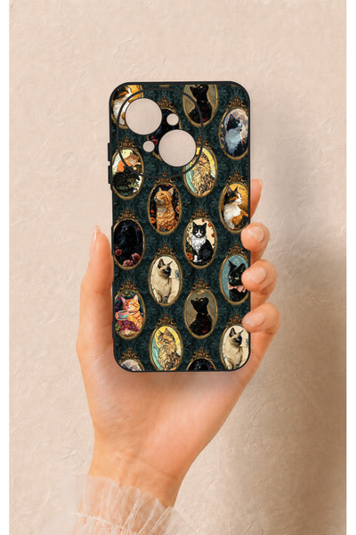 Vip Case Tecno Spark Go1 Compatible Vintage Cat Portraits Patterned Silicone ...
