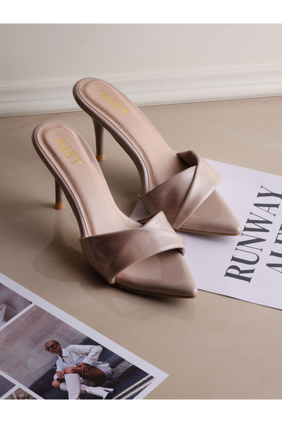 GNIST By Styli Nude High Heel Sandals with Twisted Strap