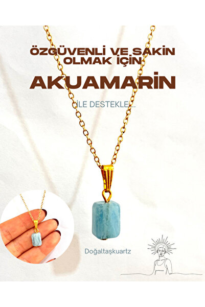 Genel Markalar Akuamarin taşı kolye. Orjinal doğaltaşlardan oluşmaktadır
