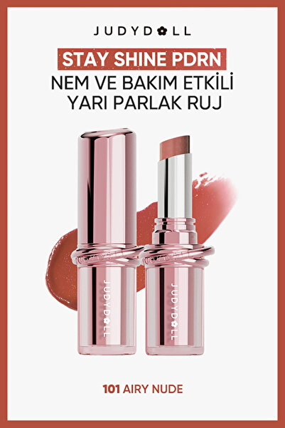 JUDYDOLL Stay Shine PDRN Nem ve Bakım Etkili Yarı Parlak Ruj N101 101 Aıry Nude