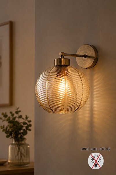Bamyum Moplem Honey Glass Flat Body Sconce Wall Lamp Modern Hotel Cafe Vintag...