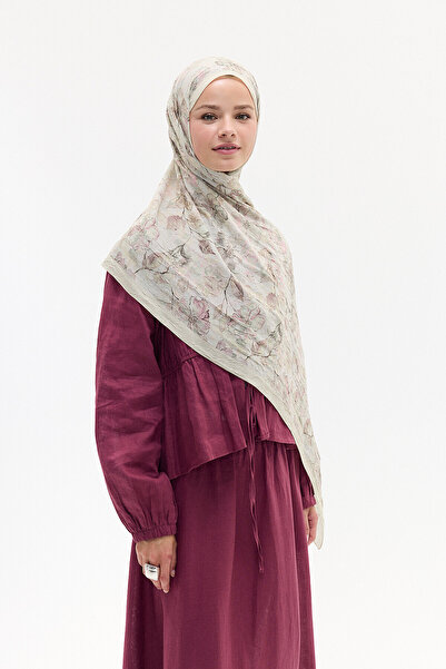 cs camellia scarf شال بنمط الألوان المائية - حجري