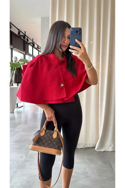 My Blog Red Short Poncho - 60665
