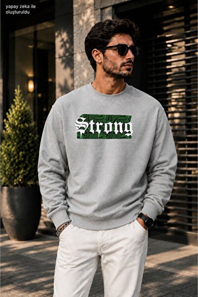 caddekombin Men's Strong Gothic Printed Cycling Round Neck Casual Sweatshirt