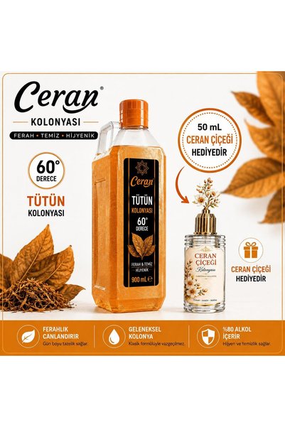 CERAN KOLONYA TÜTÜN KOLONYASI 900 ML BİDON CERAN ÇİÇEGİ KOLONYASI HEDİYELİ