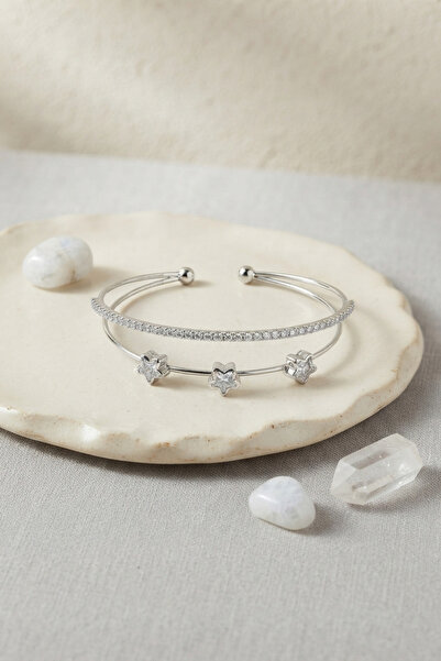 Skygo Star Model Zircon Stone Silver Color Women's Bracelet Tj-Bb8879
