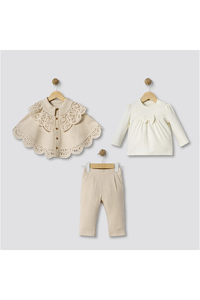DIDuStore Mymi̇o Girls 9-24 Months 3-Piece Set with Cape